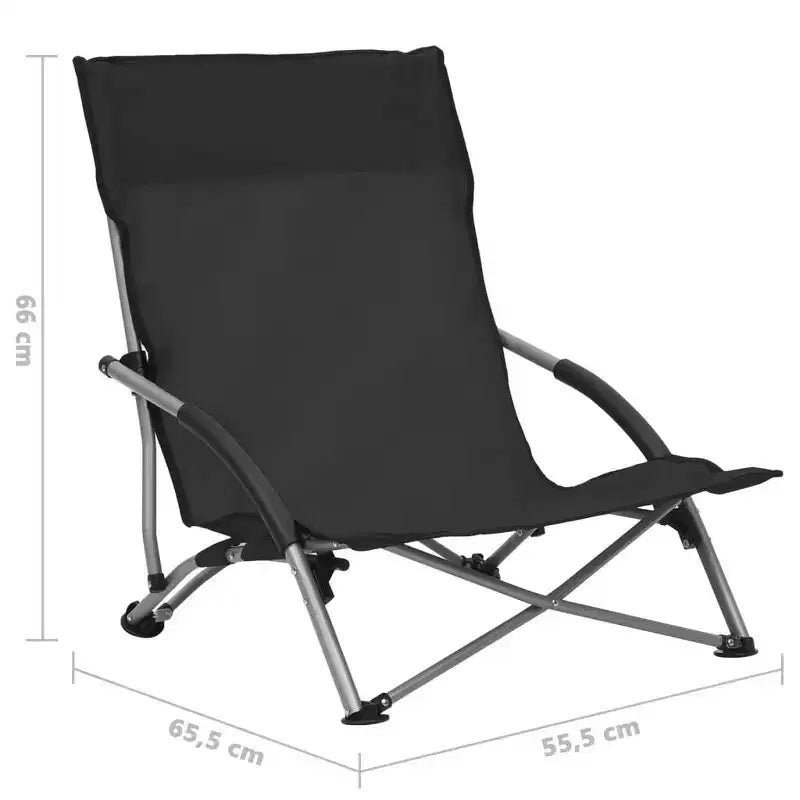 vidaXL Sdraio da spiaggia 2 pz Nere Tessuto Oxford, Acciaio Standard