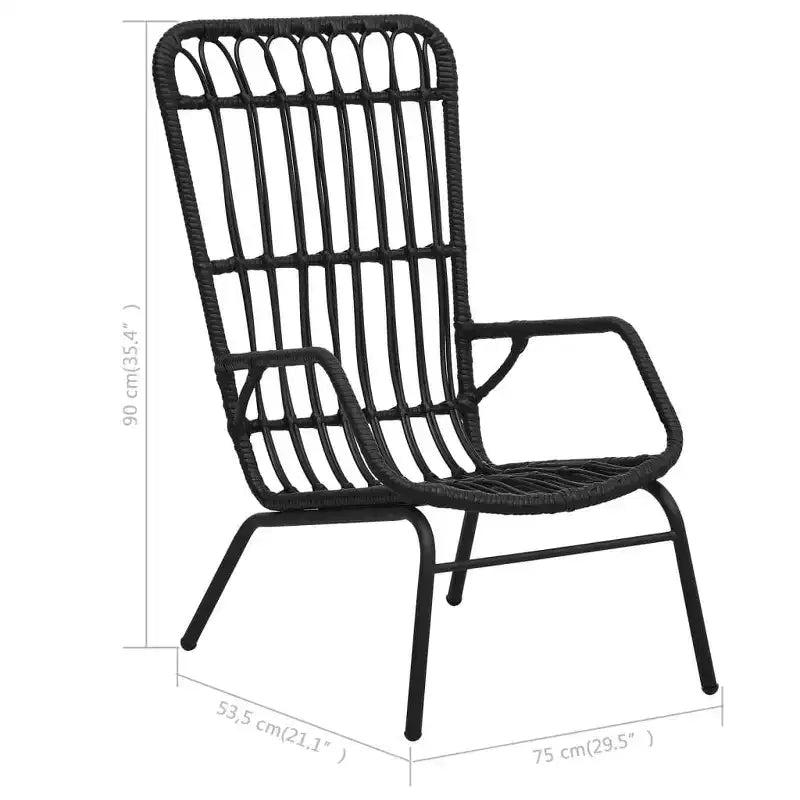 vidaXL Sedia da giardino in polyrattan nera, acciaio verniciato a polvere media