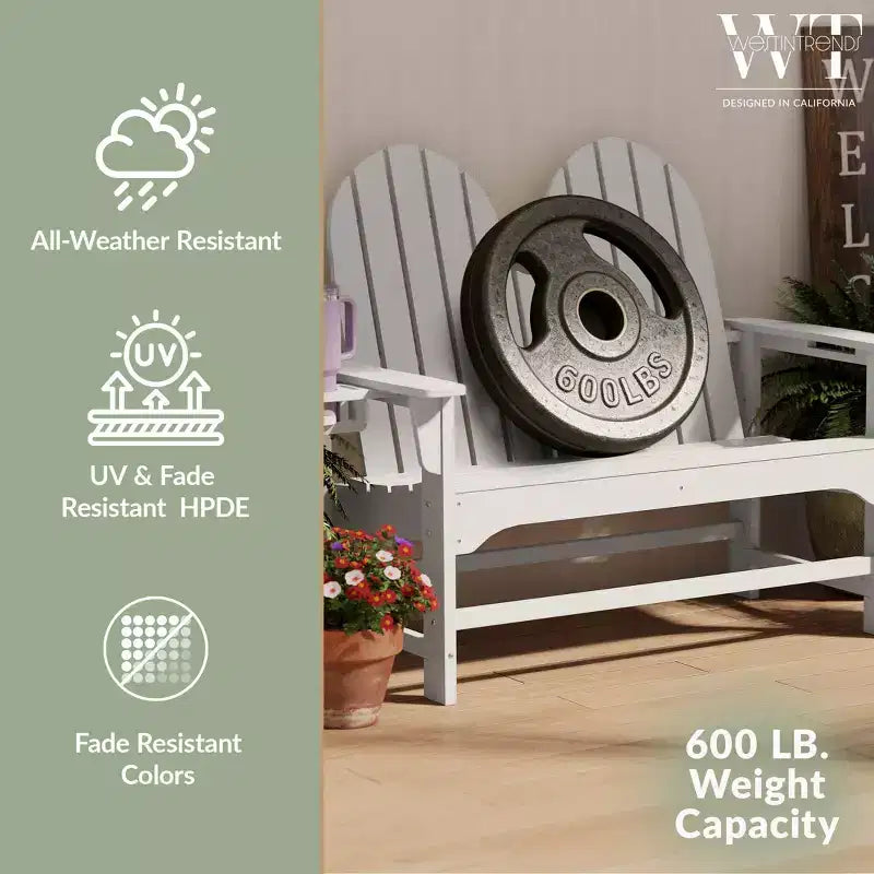 WestinTrends St. Augustine Outdoor Patio 49 HDPE Adirondack Garden Bench