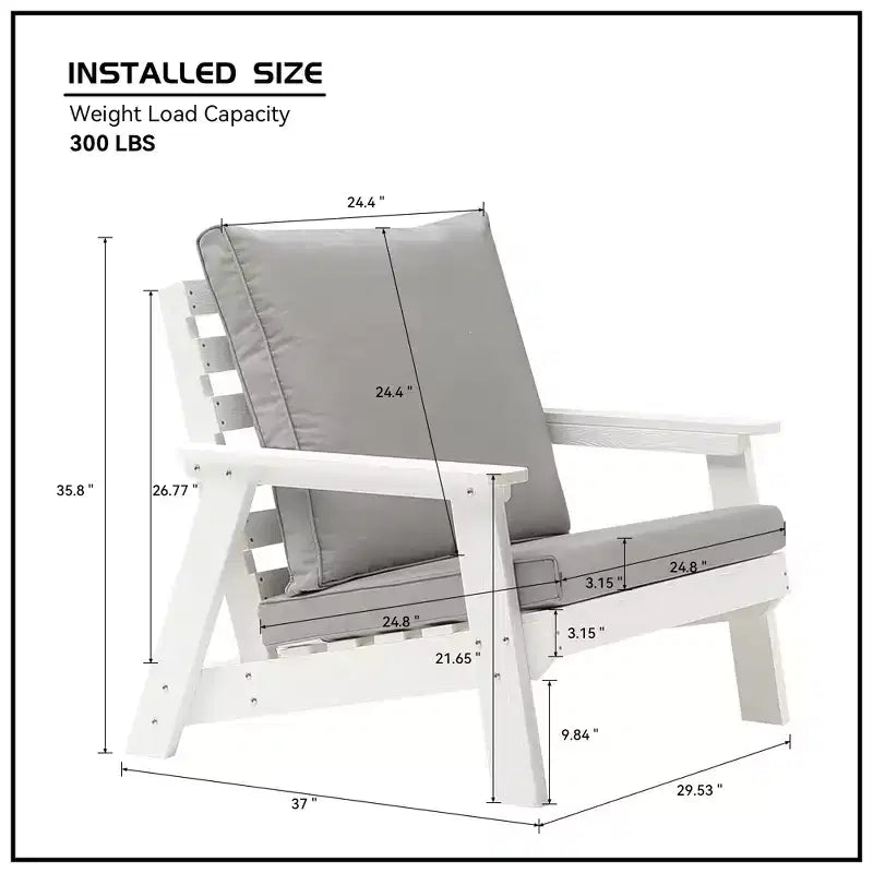 GDFStudio Bayside Poltrona da esterno in HDPE con cuscini e finitura effetto legno