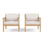 Outdoor Patio Club Chairs Set of 2, Acacia Wood Frame with Cushions, Comfortable Lounge Seating for Backyard, Poolside, Patio-Panipeachy