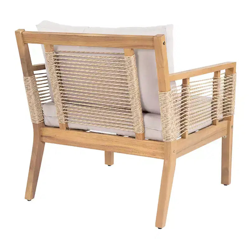 Outdoor Patio Club Chairs Set of 2, Acacia Wood Frame with Cushions, Comfortable Lounge Seating for Backyard, Poolside, Patio-Panipeachy