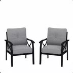 Set of 2 Patio Armchairs Metal Frame with Cushions Outdoor Garden Furniture