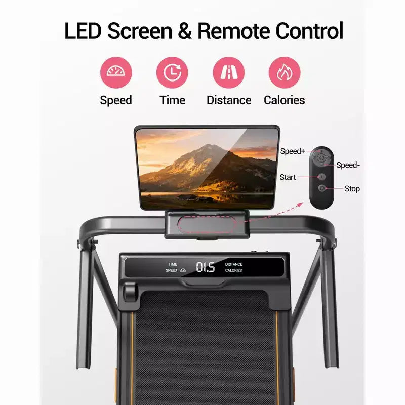 Tapis Roulant 3 in 1 con Inclinazione al 16%, Tapis Roulant Pieghevole con Maniglia, Tapis Roulant Portatile per Casa Piccolo, Capacità 100 kg