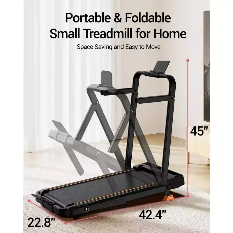 Tapis Roulant 3 in 1 con Inclinazione al 16%, Tapis Roulant Pieghevole con Maniglia, Tapis Roulant Portatile per Casa Piccolo, Capacità 100 kg