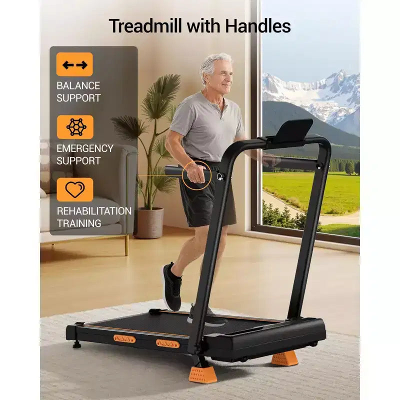 Tapis Roulant 3 in 1 con Inclinazione al 16%, Tapis Roulant Pieghevole con Maniglia, Tapis Roulant Portatile per Casa Piccolo, Capacità 100 kg