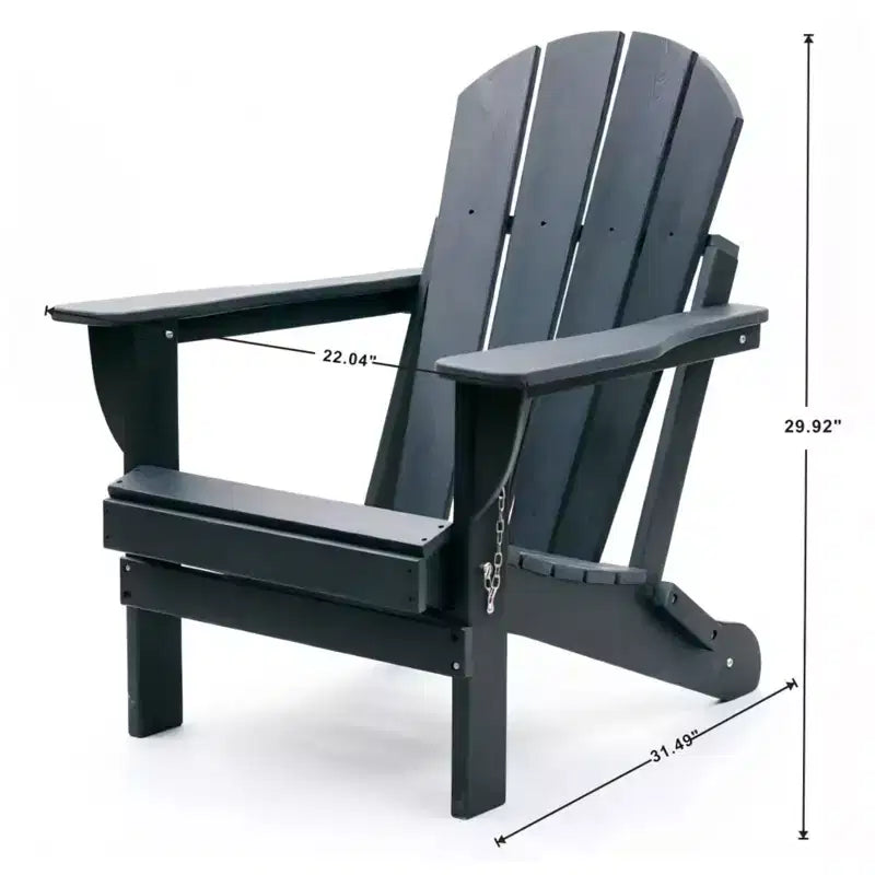 NAYSAYE Folding Adirondack Chair HDPE Patio Chair with Dual Cup Holders and Phone Stand for Backyard Fire Pit, Gray, 31.49*22.04*29.92
