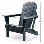 NAYSAYE Folding Adirondack Chair HDPE Patio Chair with Dual Cup Holders and Phone Stand for Backyard Fire Pit, Gray, 31.49*22.04*29.92
