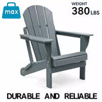 NAYSAYE Folding Adirondack Chair HDPE Patio Chair with Dual Cup Holders and Phone Stand for Backyard Fire Pit, Gray, 31.49*22.04*29.92