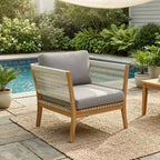 Christopher Knight Home Linh Modern Outdoor Acacia Patio Club Chair with Woven Rope and Cushion