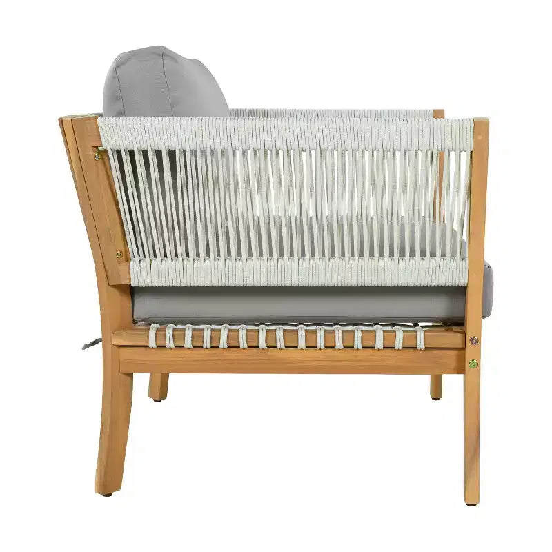 Christopher Knight Home Linh Modern Outdoor Acacia Patio Club Chair with Woven Rope and Cushion