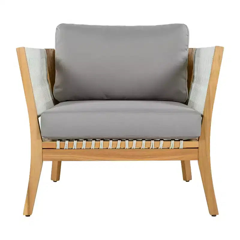 Christopher Knight Home Linh Modern Outdoor Acacia Patio Club Chair with Woven Rope and Cushion