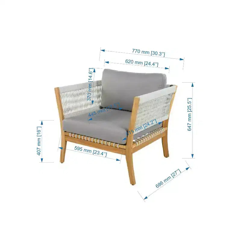 Christopher Knight Home Linh Modern Outdoor Acacia Patio Club Chair with Woven Rope and Cushion