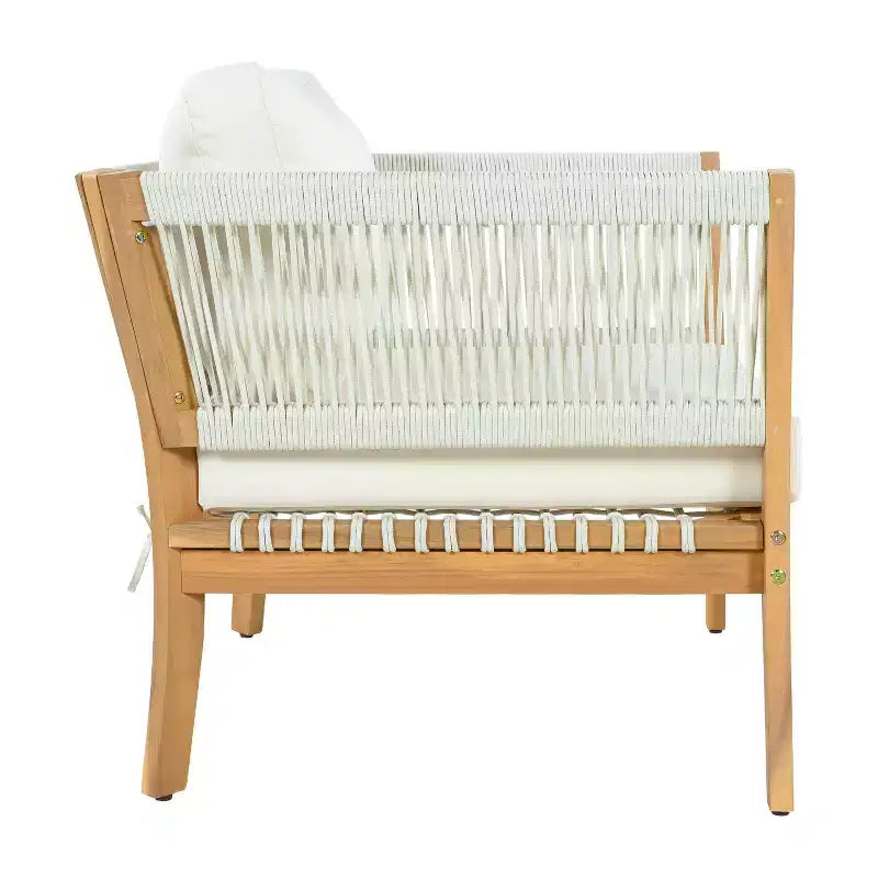 Christopher Knight Home Linh Modern Outdoor Acacia Patio Club Chair with Woven Rope and Cushion
