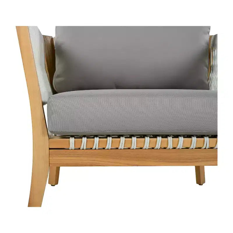 Christopher Knight Home Mai Modern Outdoor Acacia Patio Chairs with Woven Rope and Cushions (Set of 2)
