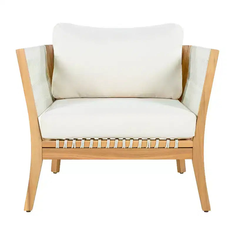 Christopher Knight Home Mai Modern Outdoor Acacia Patio Chairs with Woven Rope and Cushions (Set of 2)