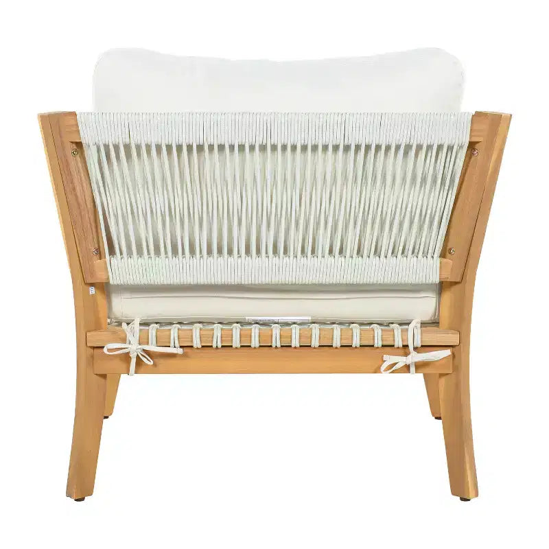 Christopher Knight Home Mai Modern Outdoor Acacia Patio Chairs with Woven Rope and Cushions (Set of 2)