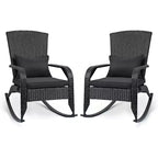 Probe Hues 2-Pack Outdoor Wicker Rocking Chairs with Cushions & Back Pillows, Powder-Coated Steel Frame, Porch/Patio Rockers