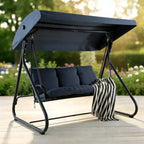 3-Seat Heavy-Duty Outdoor Swing with Adjustable Canopy, Convertible Bed, Removable Cushions & 750 lbs Capacity, Weather-Resistant for Patio, Garden