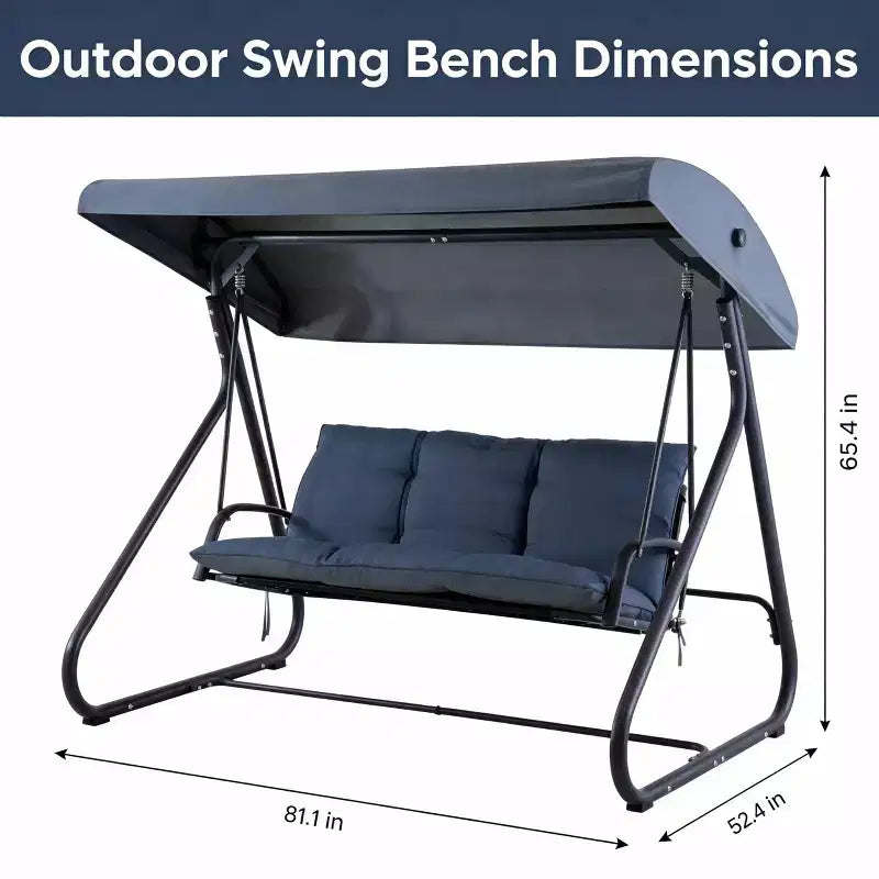 3-Seat Heavy-Duty Outdoor Swing with Adjustable Canopy, Convertible Bed, Removable Cushions & 750 lbs Capacity, Weather-Resistant for Patio, Garden