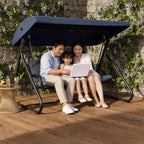 3-Seat Heavy-Duty Outdoor Swing with Adjustable Canopy, Convertible Bed, Removable Cushions & 750 lbs Capacity, Weather-Resistant for Patio, Garden