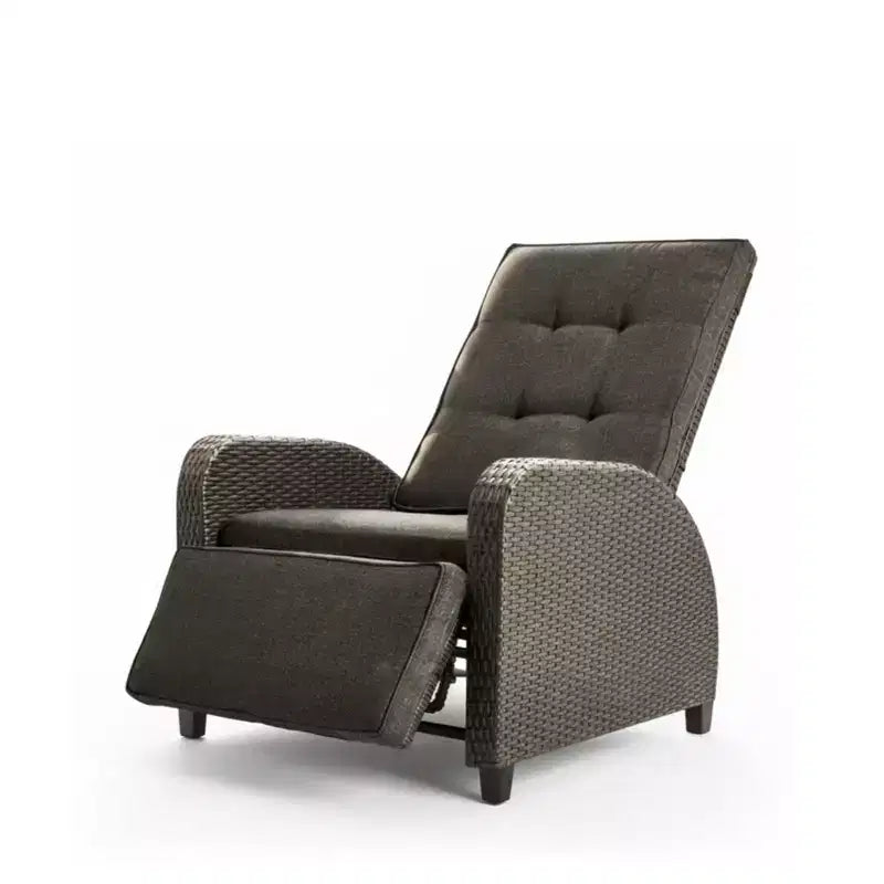 30 Adjustable Outdoor Lounge Chair with Gray Cushions & Footrest