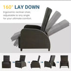 30 Adjustable Outdoor Lounge Chair with Gray Cushions & Footrest