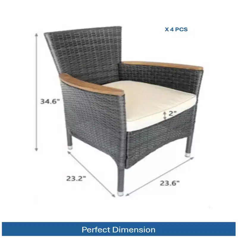 4-Piece All-Weather Rattan Patio Dining Chair