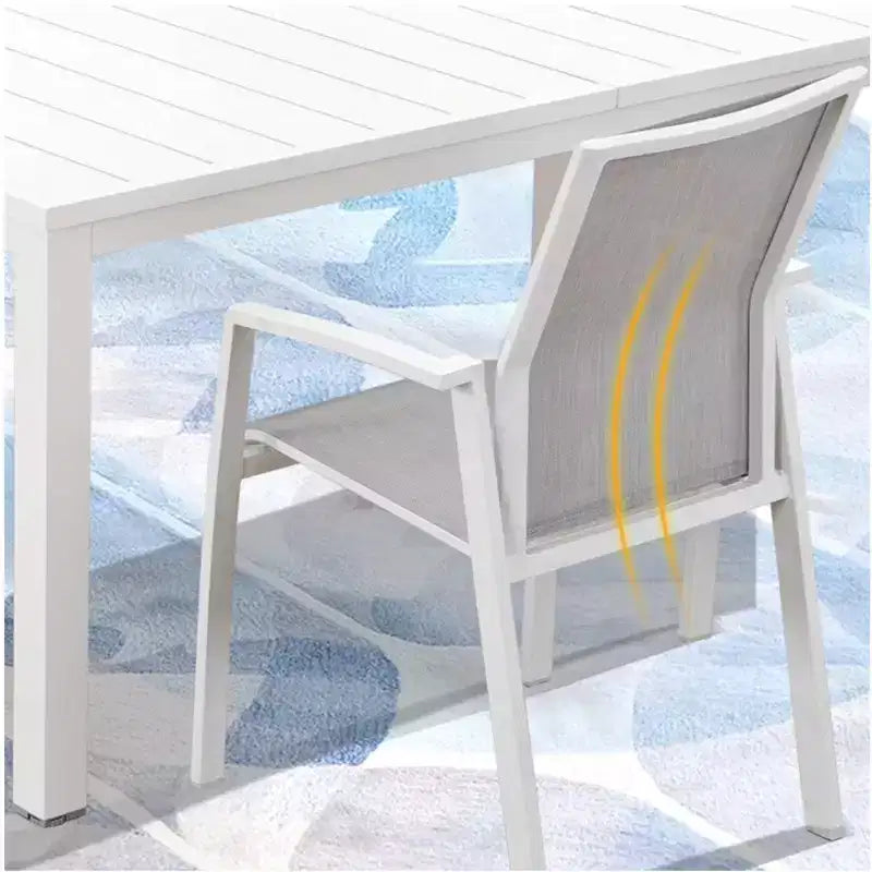 Set di 4 sedie da pranzo per patio in alluminio larghe 57 cm, completamente assemblate, impilabili, da esterno, resistenti alle intemperie