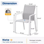 Set di 4 sedie da pranzo per patio in alluminio larghe 57 cm, completamente assemblate, impilabili, da esterno, resistenti alle intemperie
