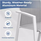 Set di 4 sedie da pranzo per patio in alluminio larghe 57 cm, completamente assemblate, impilabili, da esterno, resistenti alle intemperie