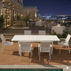 Set di 4 sedie da pranzo per patio in alluminio larghe 57 cm, completamente assemblate, impilabili, da esterno, resistenti alle intemperie
