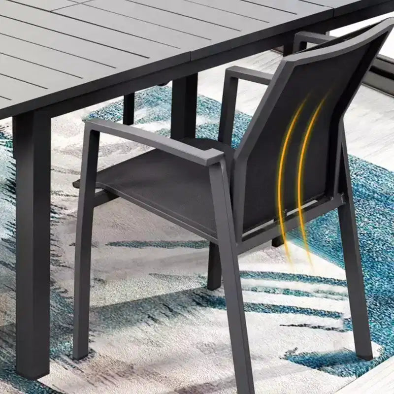Set di 4 sedie da pranzo per patio in alluminio larghe 57 cm, completamente assemblate, impilabili, da esterno, resistenti alle intemperie