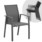 Set di 4 sedie da pranzo per patio in alluminio larghe 57 cm, completamente assemblate, impilabili, da esterno, resistenti alle intemperie