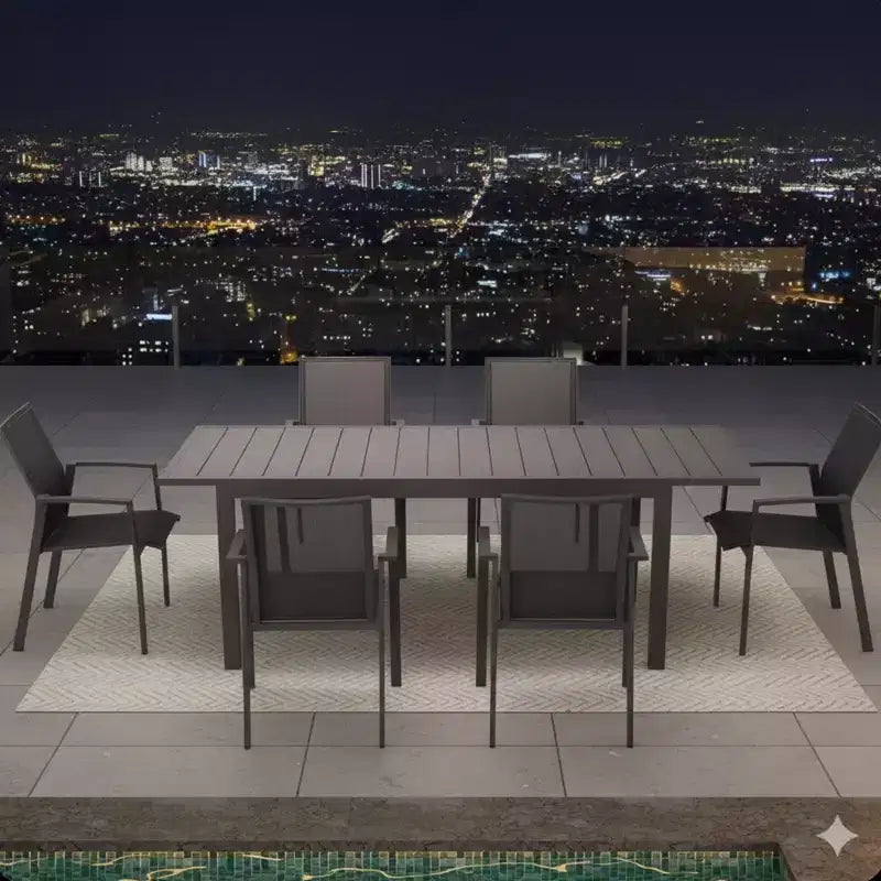 Set di 4 sedie da pranzo per patio in alluminio larghe 57 cm, completamente assemblate, impilabili, da esterno, resistenti alle intemperie
