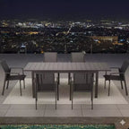 Set di 4 sedie da pranzo per patio in alluminio larghe 57 cm, completamente assemblate, impilabili, da esterno, resistenti alle intemperie
