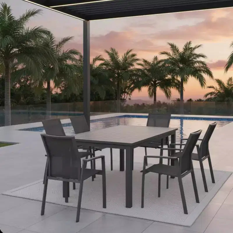 Set di 4 sedie da pranzo per patio in alluminio larghe 57 cm, completamente assemblate, impilabili, da esterno, resistenti alle intemperie