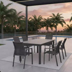 Set di 4 sedie da pranzo per patio in alluminio larghe 57 cm, completamente assemblate, impilabili, da esterno, resistenti alle intemperie