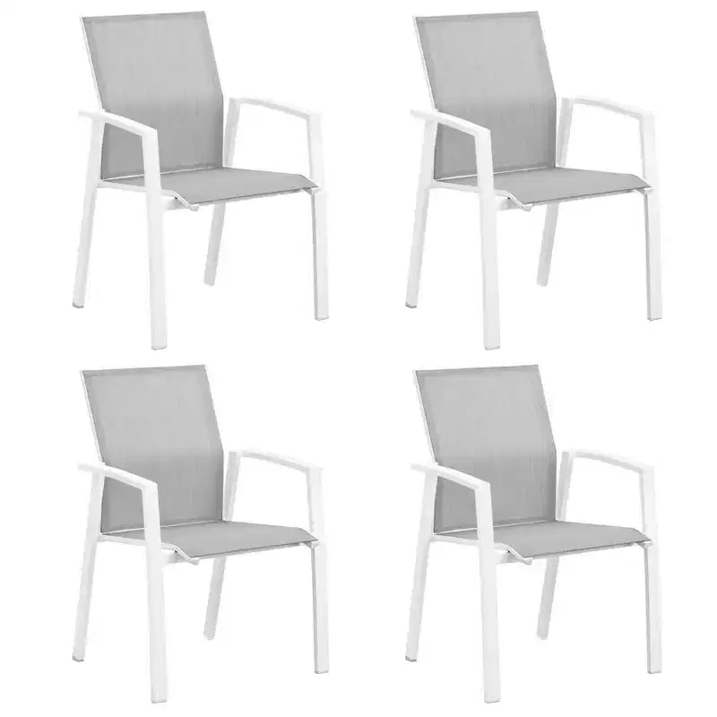 Set di 4 sedie da pranzo per patio in alluminio larghe 57 cm, completamente assemblate, impilabili, da esterno, resistenti alle intemperie