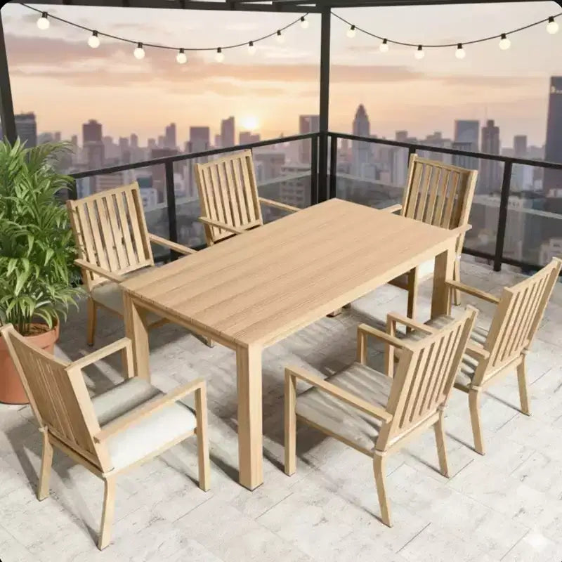 Set di 4 sedie da pranzo da esterno in alluminio per tutte le stagioni con cuscini spessi
