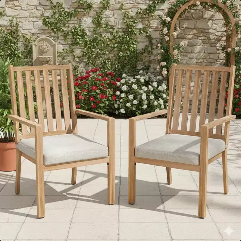 Set di 4 sedie da pranzo da esterno in alluminio per tutte le stagioni con cuscini spessi