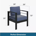 Confezione da 2 Poltrone da esterni All-Weather in alluminio da 28 pollici con cuscini spessi