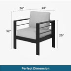 Confezione da 2 Poltrone da esterni All-Weather in alluminio da 28 pollici con cuscini spessi
