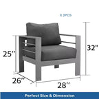 Confezione da 2 Poltrone da esterni All-Weather in alluminio da 28 pollici con cuscini spessi