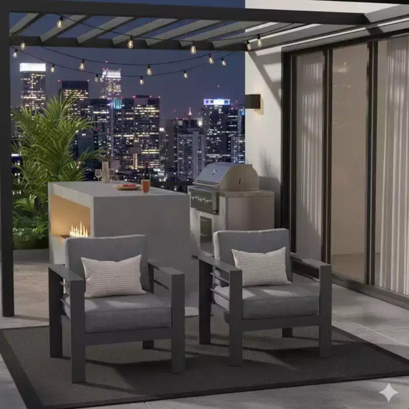Confezione da 2 Poltrone da esterni All-Weather in alluminio da 28 pollici con cuscini spessi