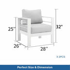 Confezione da 2 Poltrone da esterni All-Weather in alluminio da 28 pollici con cuscini spessi