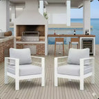 Confezione da 2 Poltrone da esterni All-Weather in alluminio da 28 pollici con cuscini spessi