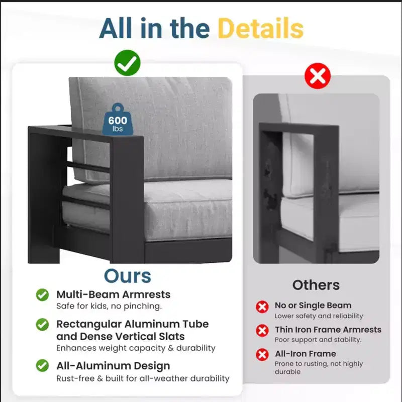 Confezione da 2 Poltrone da esterni All-Weather in alluminio da 28 pollici con cuscini spessi