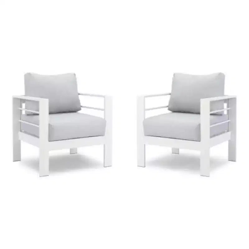 2-Pack 28 All-Weather Aluminum Patio Armchairs with Thick Cushions