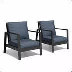 Set of 2 28 All-Weather Aluminum Patio Armchairs with Thick Cushions